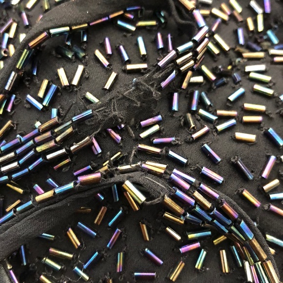 Scala Black 100% Silk Beaded Sleeveless Dress - Picture 10 of 10